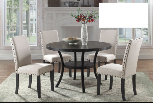 Mariano Furniture - Antique Black w- Nailheads 5 pcs Round Dining Set - BM-HX001AB5 - GreatFurnitureDeal