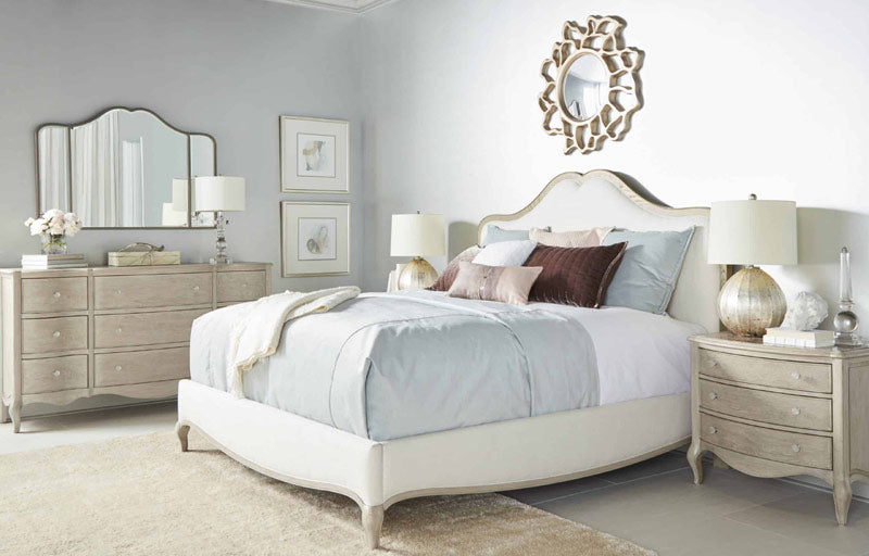 ART Furniture - Charme King Upholstered Panel Bed in Blanched Oak - 300126-2325 - GreatFurnitureDeal