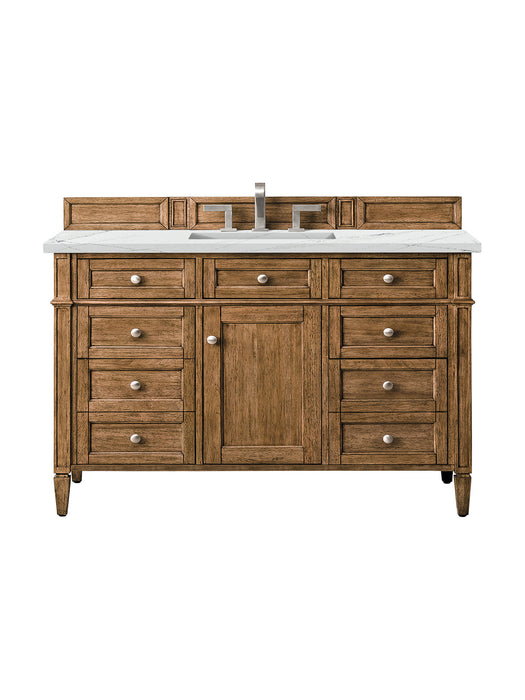 James Martin Furniture - Brittany 48" Saddle Brown Single Vanity w/ 3 CM Ethereal Noctis Quartz Top - 650-V48-SBR-3ENC