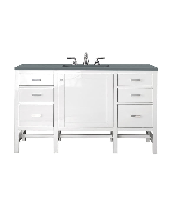 James Martin Furniture - Addison 48" Single Vanity Cabinet, Glossy White, w/ 3 CM Cala Blue Top - E444-V48-GW-3CBL - GreatFurnitureDeal