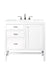 James Martin Furniture - Addison 36" Single Vanity Cabinet, Glossy White, w- 3 CM Arctic Fall Solid Surface Countertop - E444-V36-GW-3AF - GreatFurnitureDeal