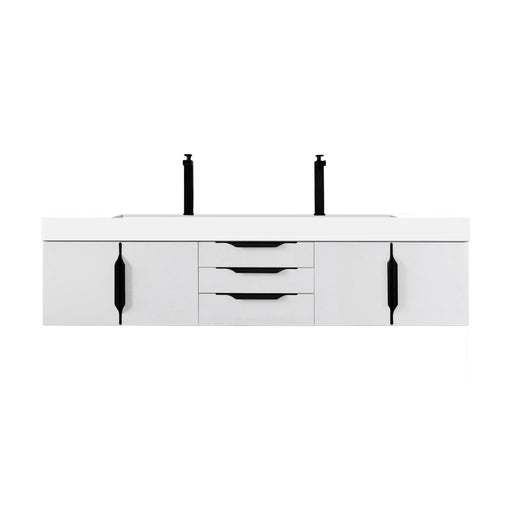 James Martin Furniture - Mercer Island 72" Double Vanity, Glossy White, Matte Black w/ Glossy White Composite Top - 389-V72D-GW-MB-GW - GreatFurnitureDeal
