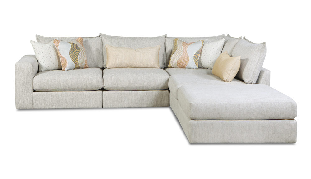 Southern Home Furnishings - Loxley Coconut Sectional in Cream/Green - 7004-11L 19KP 15 03 Loxley