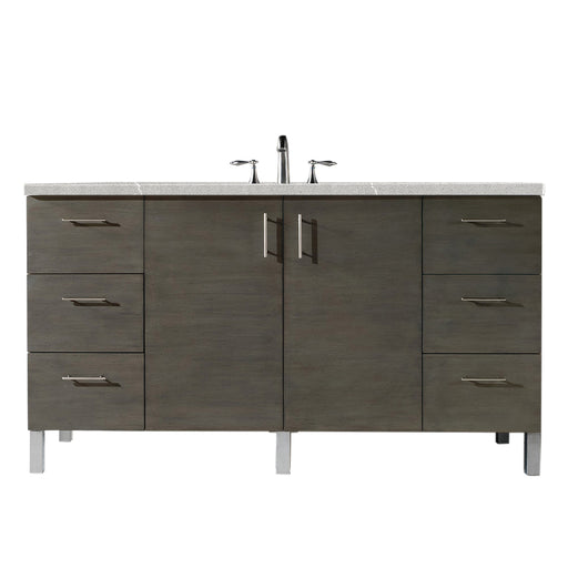 James Martin Furniture - Metropolitan 60" Single Vanity, Silver Oak, w- 3 CM Eternal Serena Quartz Top - 850-V60S-SOK-3ESR - GreatFurnitureDeal