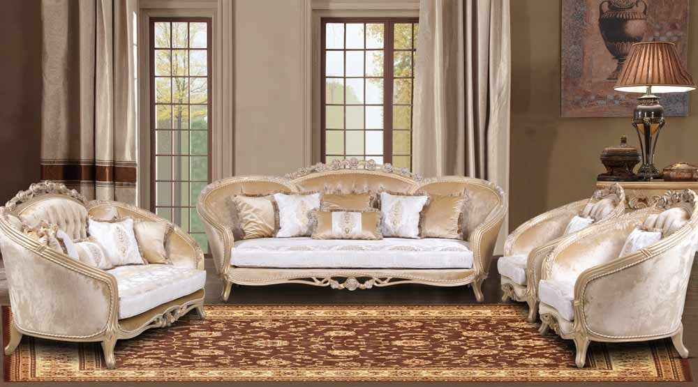 European Furniture - Valentina 2 Piece Luxury Sofa Set in Dark Champagne - 45001-SC - GreatFurnitureDeal