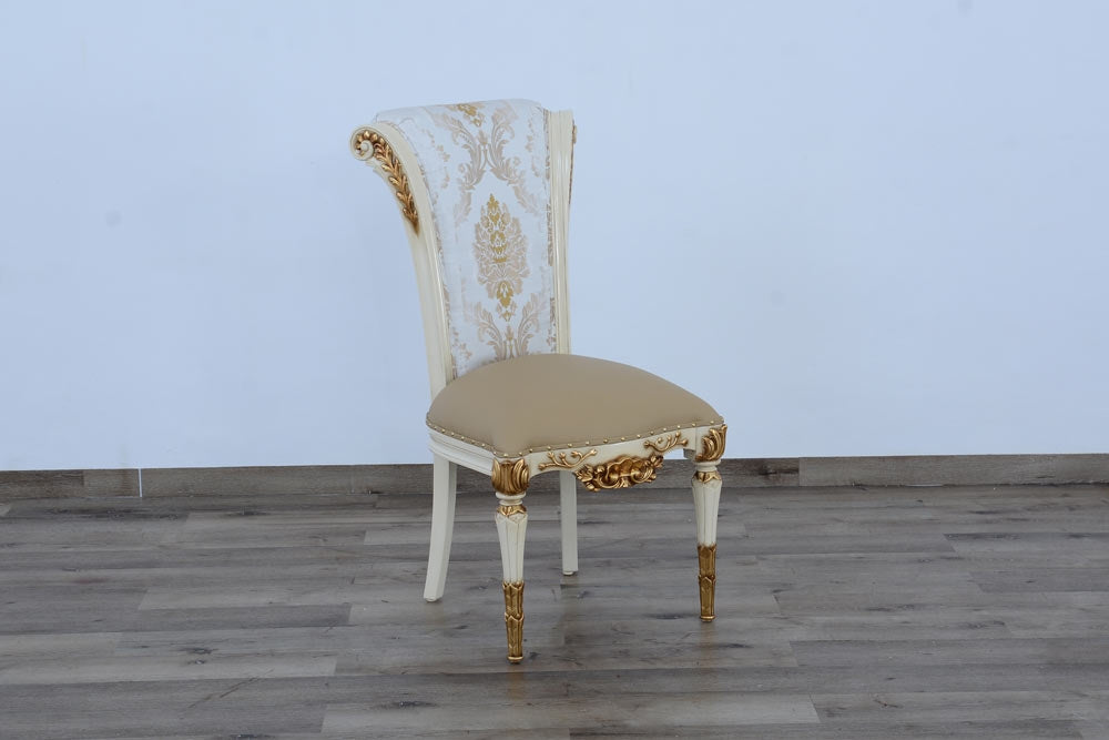 European Furniture - Valentina 9 Piece Dining Table Set in Beige and Gold - 51959-9SET - GreatFurnitureDeal