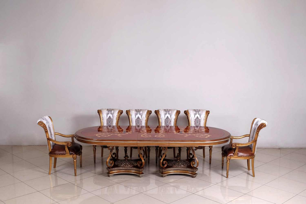 European Furniture - Valentina 11 Piece Dining Room Set in Brown - 51955-11SET