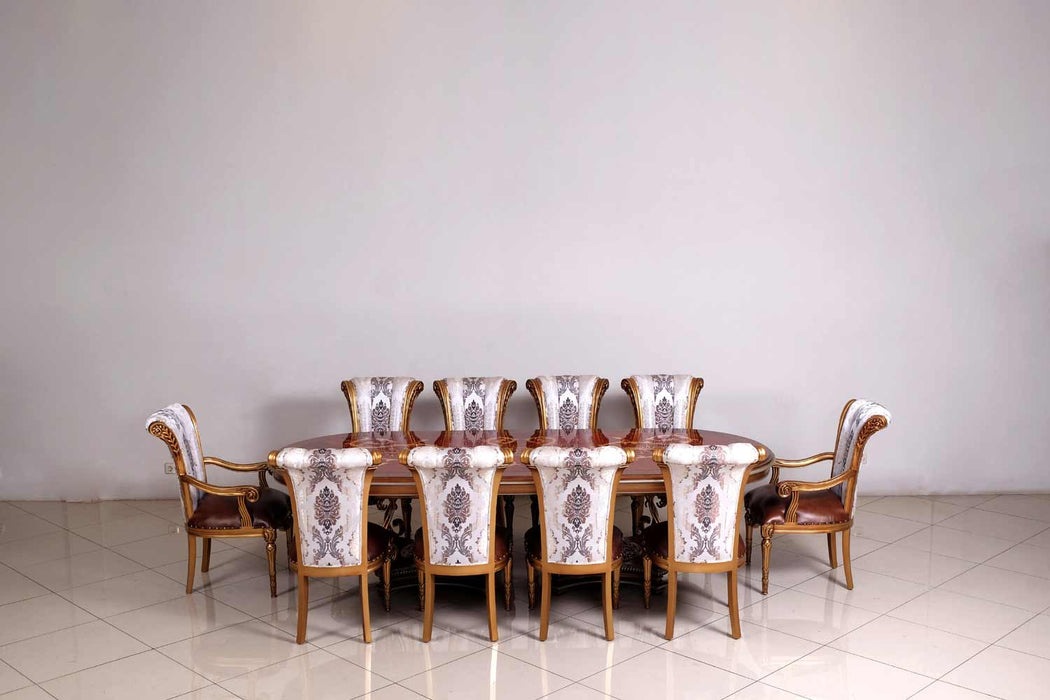 European Furniture - Valentina 9 Piece Dining Room Set in Brown - 51955-9SET - GreatFurnitureDeal