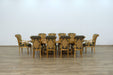 European Furniture - Valentina 11 Piece Dining Room Set in Black and Gold Leaf - 61958-11SET - GreatFurnitureDeal