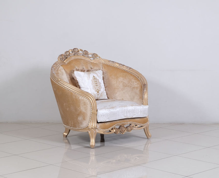 European Furniture - Valentina 3 Piece Luxury Living Room Set in Dark Champagne - 45001-SLC - GreatFurnitureDeal