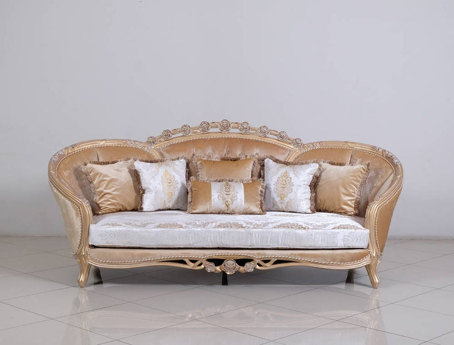 European Furniture - Valentina 2 Piece Luxury Sofa Set in Dark Champagne - 45001-SC - GreatFurnitureDeal