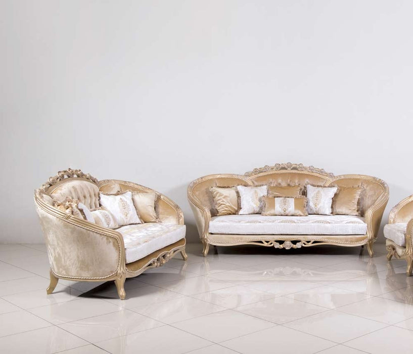 European Furniture - Valentina 2 Piece Luxury Sofa Set in Dark Champagne - 45001-SL