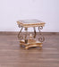 European Furniture - Valentine II Luxury Side Table in Beige With Dark Gold Leafs - 45012-ST - GreatFurnitureDeal