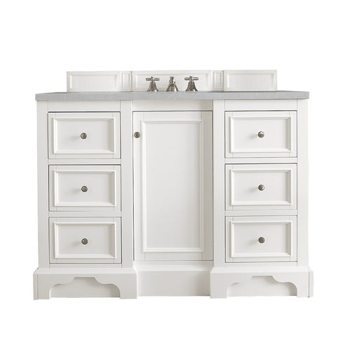 James Martin Furniture - De Soto 48" Single Vanity, Bright White, w- 3 CM Eternal Serena Quartz Top - 825-V48-BW-3ESR - GreatFurnitureDeal