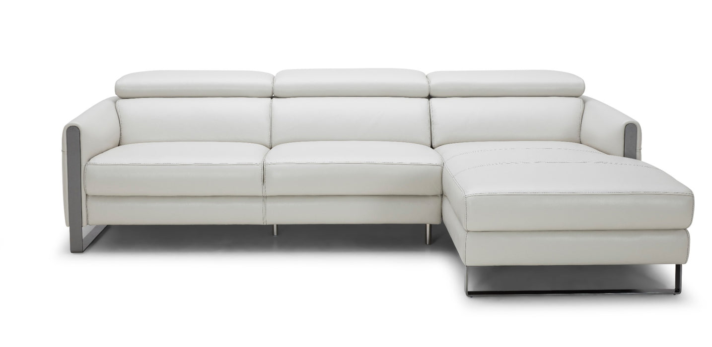 J&M Furniture - Vella Premium Leather Sectional In Light Grey Right hand Facing - 18277-RHFC - GreatFurnitureDeal
