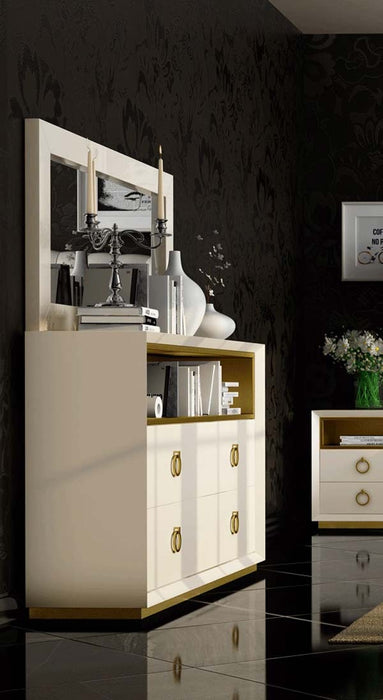 ESF Furniture - Velvet Double Dresser with Mirror in Cream - VELVETDDM