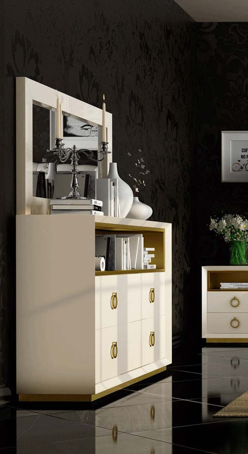 ESF Furniture - Velvet Double Dresser with Mirror in Cream - VELVETDDM - GreatFurnitureDeal