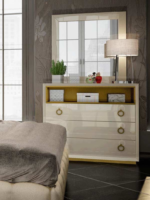 ESF Furniture - Velvet Single Dresser with Mirror in Cream - VELVETSDM - GreatFurnitureDeal