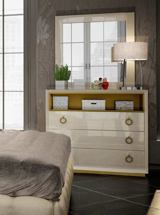 ESF Furniture - Velvet Single Dresser with Mirror in Cream - VELVETSDM - Single Dresser Mirror