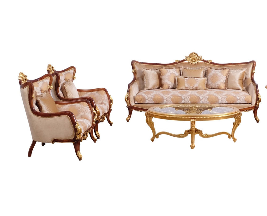 European Furniture - Veronica II 2 Piece Luxury Sofa Set in Antique Walnut and Antique Dark Gold leaf - 47078-SC - GreatFurnitureDeal