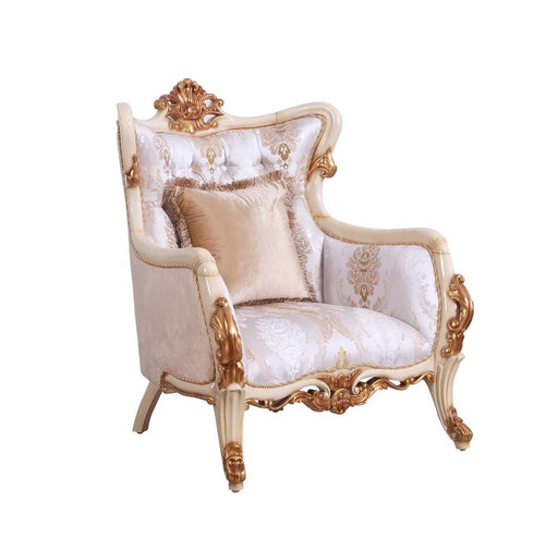 European Furniture - Veronica III Luxury Chair in Antique Beige and Antique Dark Gold leaf - 47072-C - GreatFurnitureDeal