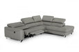 VIG Furniture - Divani Casa Versa - Modern Grey Teco Leather RAF Chaise Sectional w- Recliner - VGKNE9112-GREY2-SECT - GreatFurnitureDeal