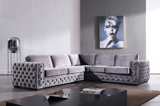 VIG Furniture - Divani Casa Jean Modern Grey Velvet Sectional Sofa - VG2T1125-GRY - GreatFurnitureDeal