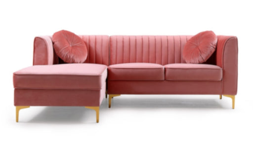 VIG Furniture - Divani Casa Rachel Modern Pink Velvet Sectional Sofa - VG2T1128-PNK - GreatFurnitureDeal