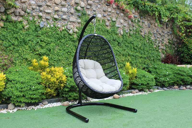VIG Furniture - Renava Havana Outdoor Black & Beige Hanging Chair - VGATRAHM-002A