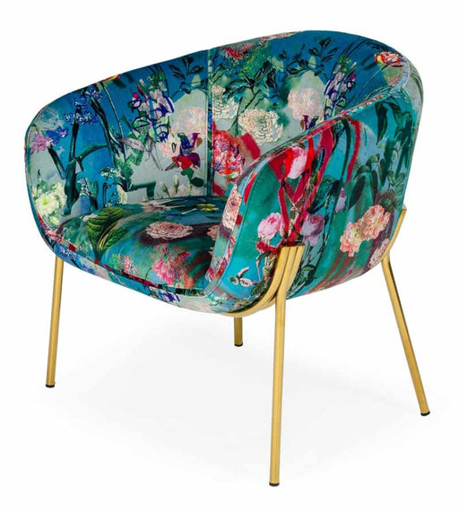 VIG Furniture - Modrest Falco - Contemporary Floral Velvet and Gold Accent Chair - VGEUMC-9581CH-A - GreatFurnitureDeal