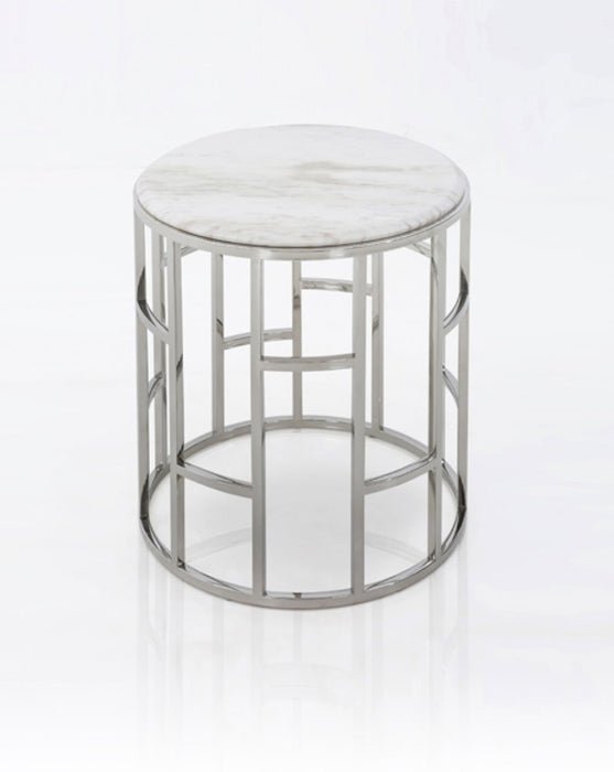 VIG Furniture - Modrest Silvan Modern Marble & Stainless Steel End Table - VGHB228B-MBL - GreatFurnitureDeal