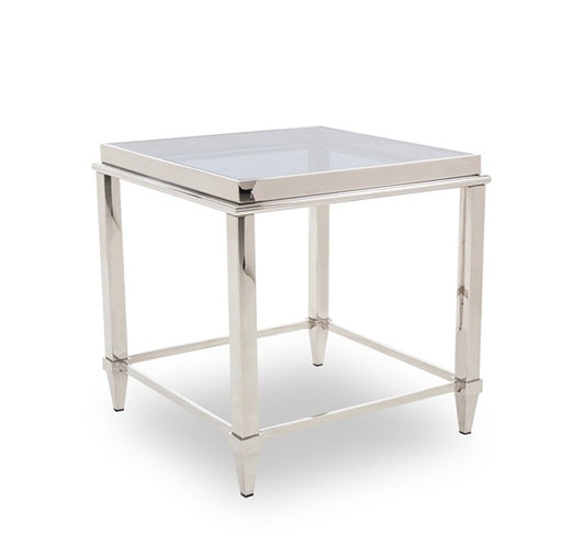 Vig Furniture - Modrest Agar Modern Glass & Stainless Steel End Table - VGHB235B - GreatFurnitureDeal