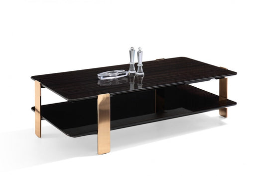 VIG Furniture - Modrest Leroy Modern Ebony & Rosegold Coffee Table - VGHB280D-EBN - GreatFurnitureDeal