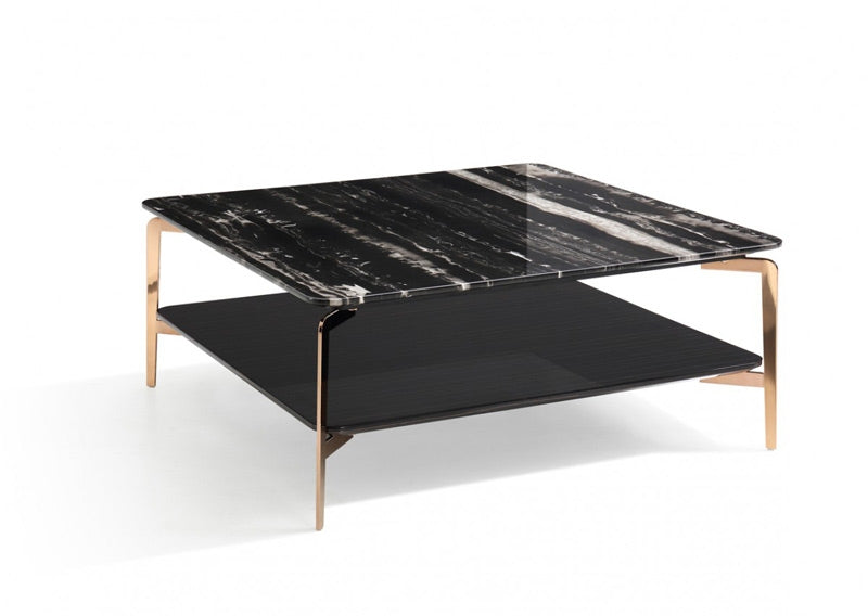 VIG Furniture - Modrest Dorian Modern Black Marble & Ebony Square Coffee Table - VGHB292E-EBN - GreatFurnitureDeal