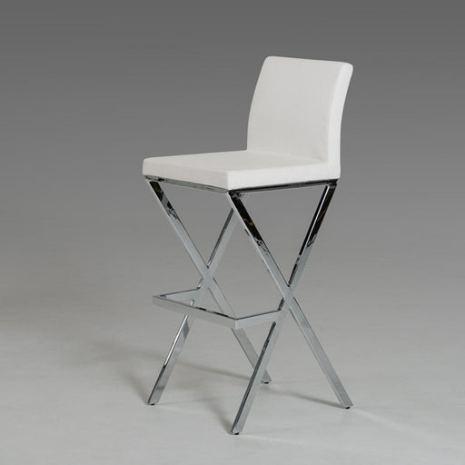 VIG Furniture - Modrest 5086B Modern White Leatherette Bar Stool (Set of 2) - VGHR5086B-WHT - GreatFurnitureDeal