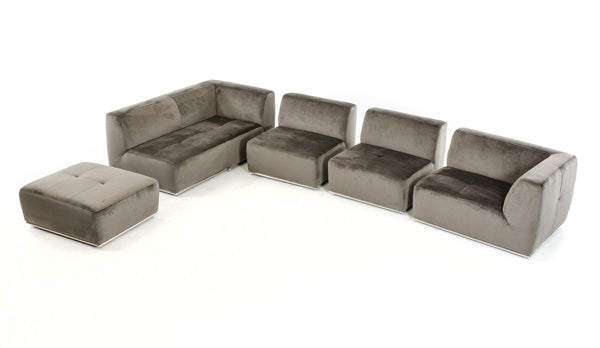 Vig Furniture - Divani Casa Hawthorn Modern Grey Fabric Sectional Sofa and Ottoman - VGKK2388-LAF-C-649 - GreatFurnitureDeal