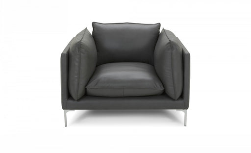 VIG Furniture - Divani Casa Harvest - Modern Grey Full Leather Chair - VGKKKF2627-L2925-CHR - GreatFurnitureDeal