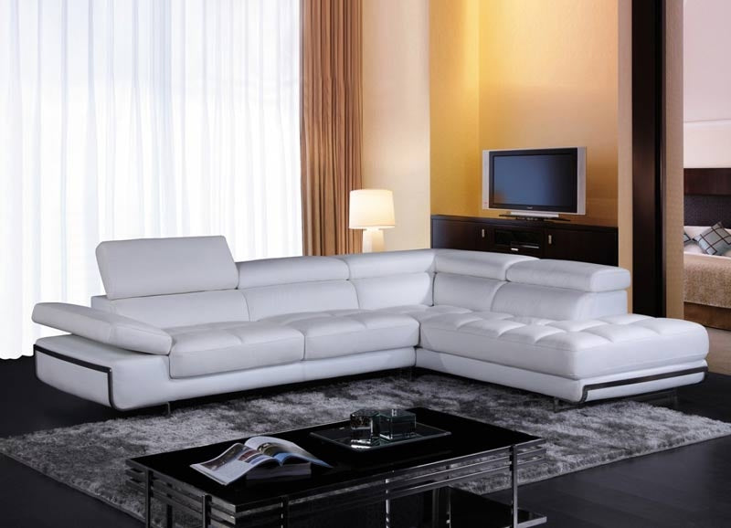 VIG Furniture - Divani Casa Myst Mini Modern White Eco-Leather Sectional Sofa - VGKNK8317-ECO-WHT - GreatFurnitureDeal
