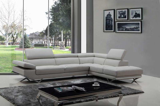 VIG Furniture - Divani Casa Quebec Eco-Leather Sectional Sofa in Light Grey - VGKNK8488-ECO-LTGRY