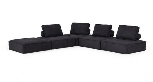 VIG Furniture - Divani Casa Nolden - Modern Black Fabric Sectional Sofa - VGKNK8542-BLK - GreatFurnitureDeal