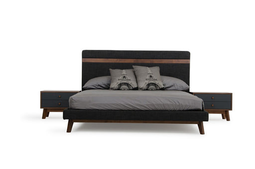 VIG Furniture - Nova Domus Dali Modern Grey Fabric & Walnut Bed - VGMABR-31-BED - GreatFurnitureDeal