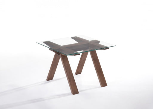 Vig Furniture - Modrest Maddox Modern Glass & Walnut End Table - VGMAMIT-1121-ET - GreatFurnitureDeal