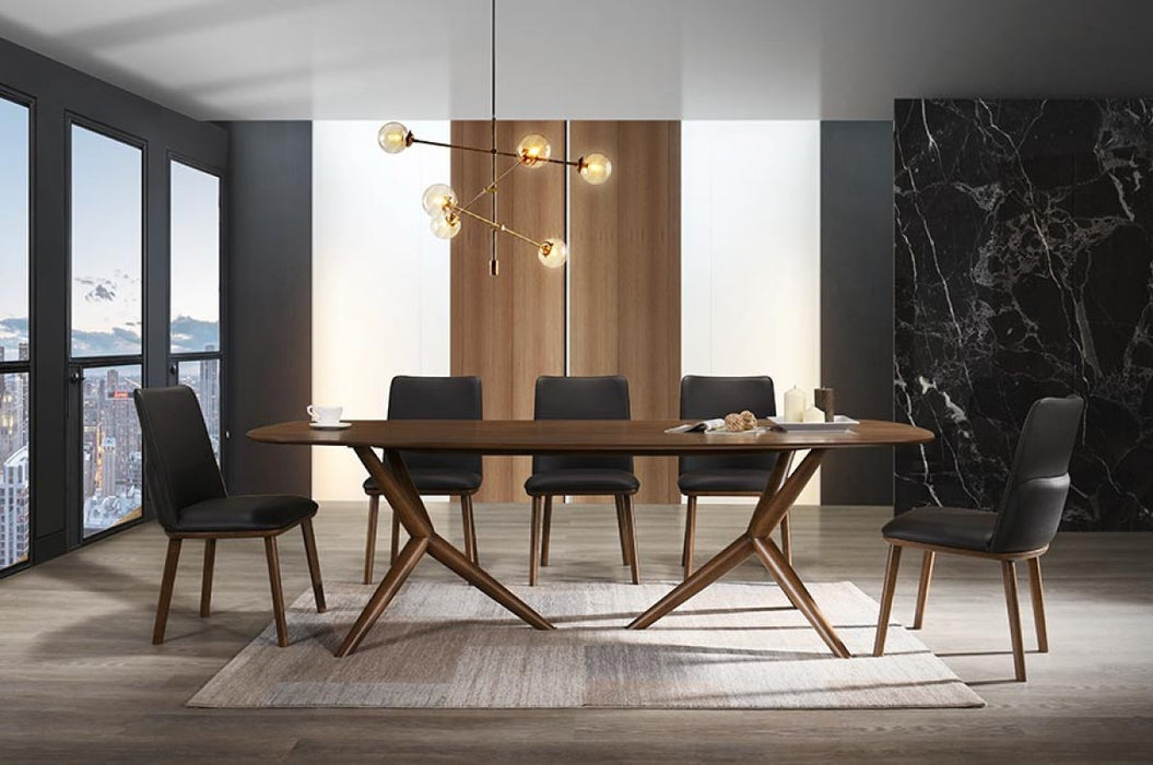 VIG Furniture - Modrest Utah - Modern Walnut and Brown Eco-Leather Dining Chair- Set of 2 - VGMAMI-973 - GreatFurnitureDeal