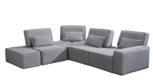 VIG Furniture - Divani Casa Chapel Modern Light Grey Fabric Sectional Sofa w- Ottoman - VGMB-1686-GRY - GreatFurnitureDeal