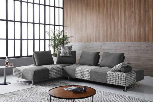 VIG Furniture - Divani Casa Cooke Modern Grey Houndstooth Fabric Modular Sectional Sofa Bed - VGMB-1836-GRY - GreatFurnitureDeal