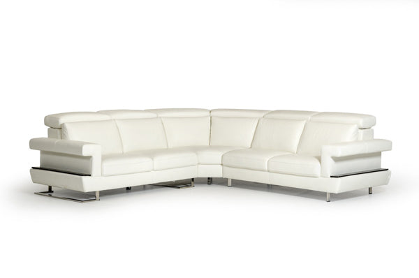 VIG Furniture - Estro Salotti Crosby Modern White Italian Leather Sectional Sofa - VGNTCROSBY-WHT