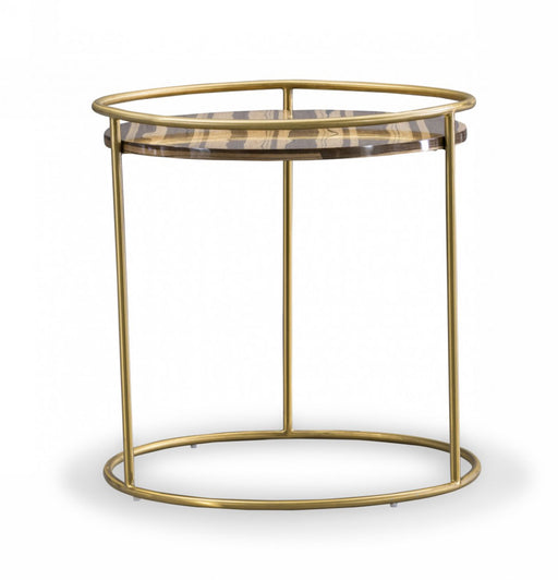 VIG Furniture - Modrest Gilcrest - Glam Brown and Gold Marble End Table - VGODLZ-199E - GreatFurnitureDeal