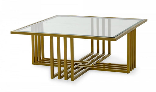 VIG Furniture - Modrest Kodiak - Glam Clear Glass and Gold Glass Coffee Table - VGODLZ-210RC - GreatFurnitureDeal