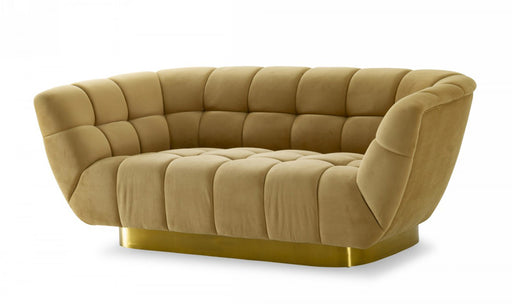 VIG Furniture - Divani Casa Granby - Glam Mustard and Gold Fabric Loveseat - VGODZW-946-LVST - GreatFurnitureDeal