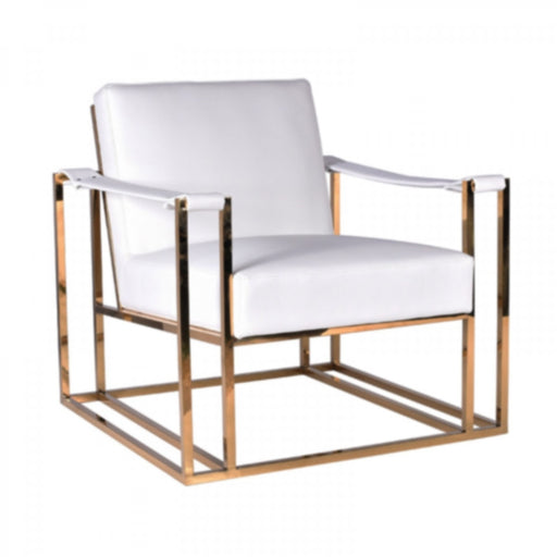 VIG Furniture - Modrest Larson Modern White Leatherette & Gold Accent Chair - VGRH-RHS-AC-205-WHT - GreatFurnitureDeal